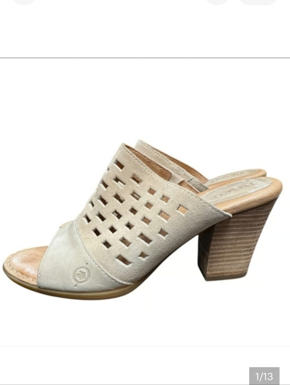 Born Tan Leather Block Heel Size 10